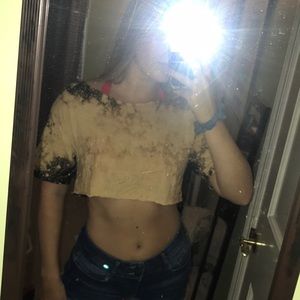 Bleach Sprayed Off the Shoulder Crop Top
